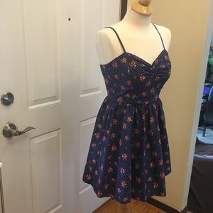 Forever 21 Blue Floral Spaghetti Strap Dress
